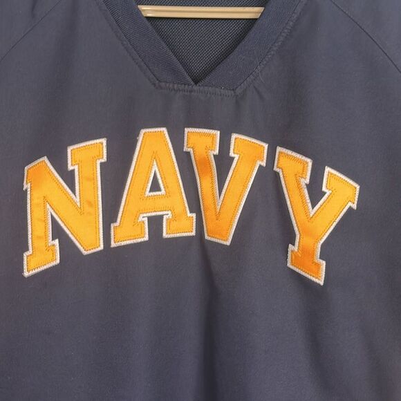 Vintage NAVY NCAA Football Windbreaker navy, yellow/white size Large - Picture 2 of 7